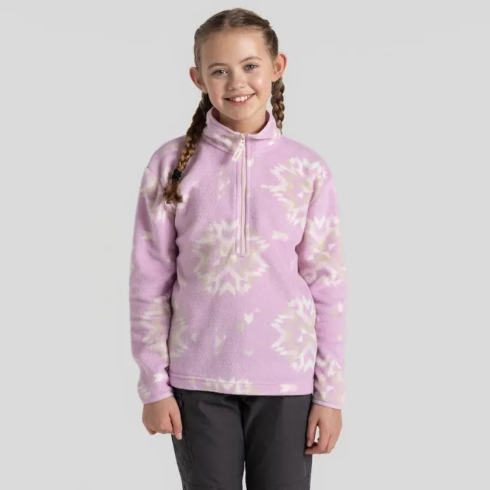 Kids Half Zip Fleece Craghoppers Kid039s Calke Half Zip Fleece Orchid Print