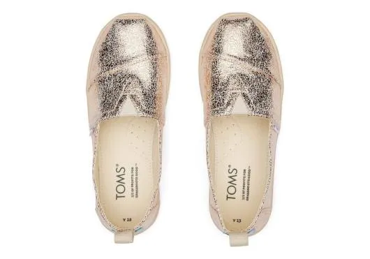 Kids KidsYouth Alpargata Gold Foil Kids Shoe Select Size TOMS Alpargatas