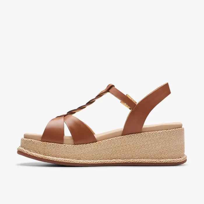 Kimmei Twist Tan Leather Women Clarks Sandals and Flip Flops