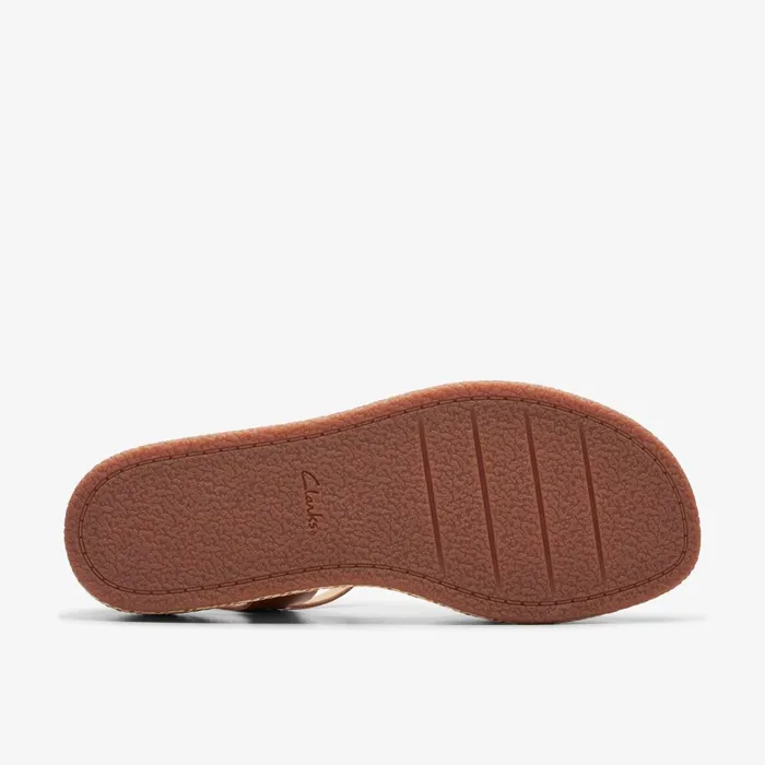 Kimmei Twist Tan Leather Women Clarks Sandals and Flip Flops