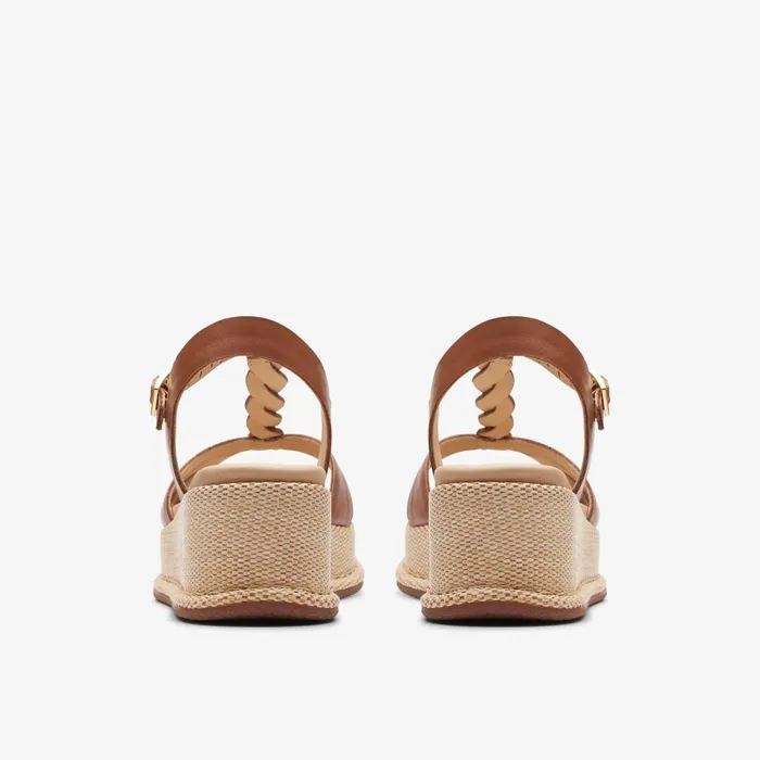 Kimmei Twist Tan Leather Women Clarks Sandals and Flip Flops