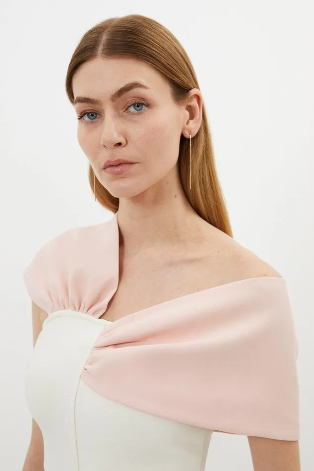 Knitwear Women Karen Millen Figure Form Bandage Knit Asymmetric Strap Top Cream