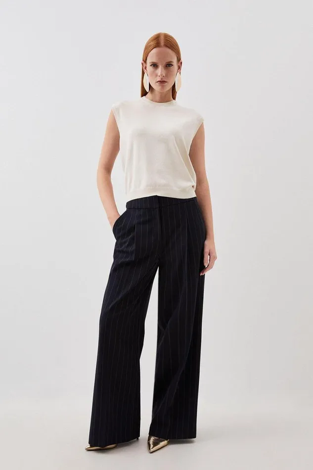 Knitwear Women Karen Millen Viscose Blend Knit Top Ivory