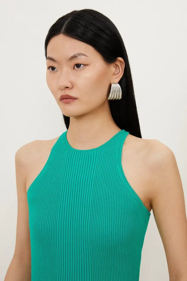 Knitwear Women Karen Millen Viscose Blend Rib Knit Racer Vest Green