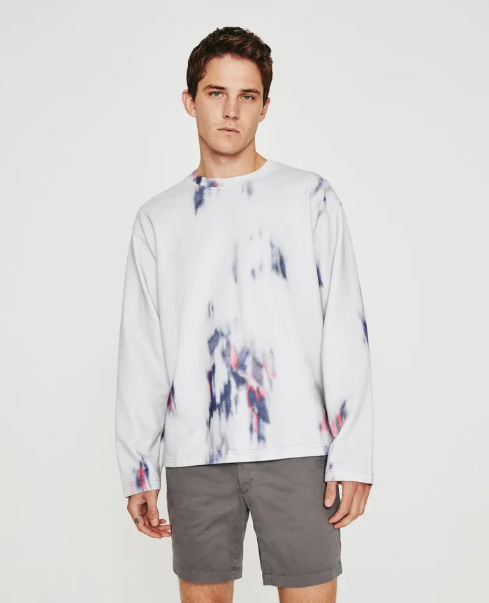 Liam Crew Ikat Brush Blue Multi Men AG Jeans Tees