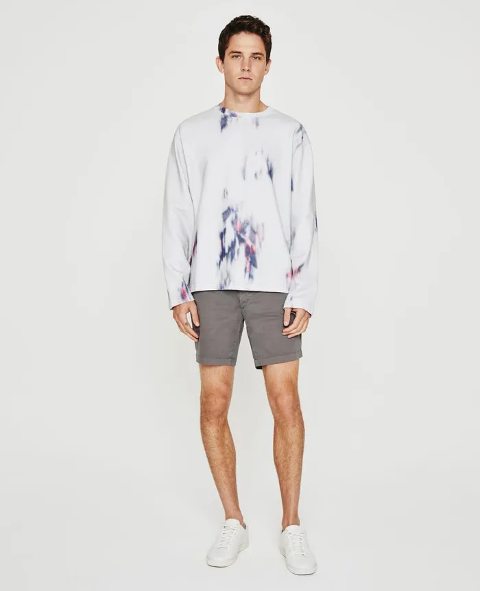 Liam Crew Ikat Brush Blue Multi Men AG Jeans Tees Liam Crew Ikat Brush Blue Multi Men AG Jeans Tees
