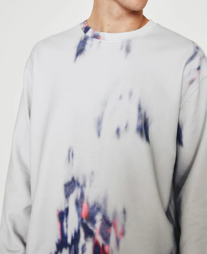 Liam Crew Ikat Brush Blue Multi Men AG Jeans Tees Liam Crew Ikat Brush Blue Multi Men AG Jeans Tees