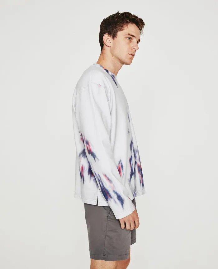 Liam Crew Ikat Brush Blue Multi Men AG Jeans Tees Liam Crew Ikat Brush Blue Multi Men AG Jeans Tees