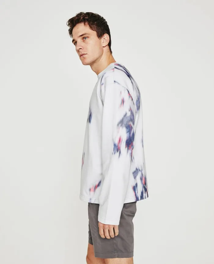 Liam Crew Ikat Brush Blue Multi Men AG Jeans Tees Liam Crew Ikat Brush Blue Multi Men AG Jeans Tees