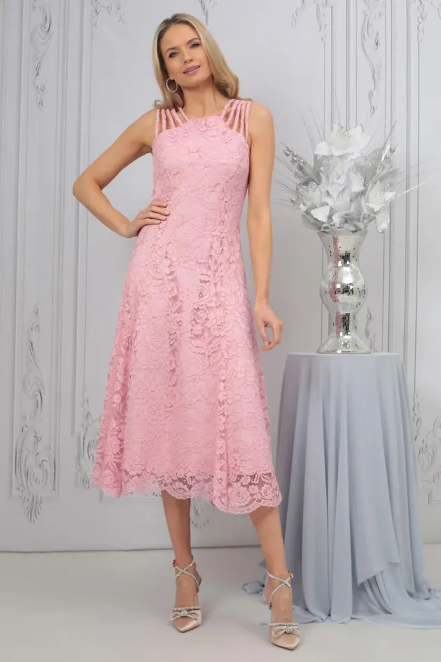 Light Pink Julianna Lace Dress and Shrug Set Women Roman Jackets