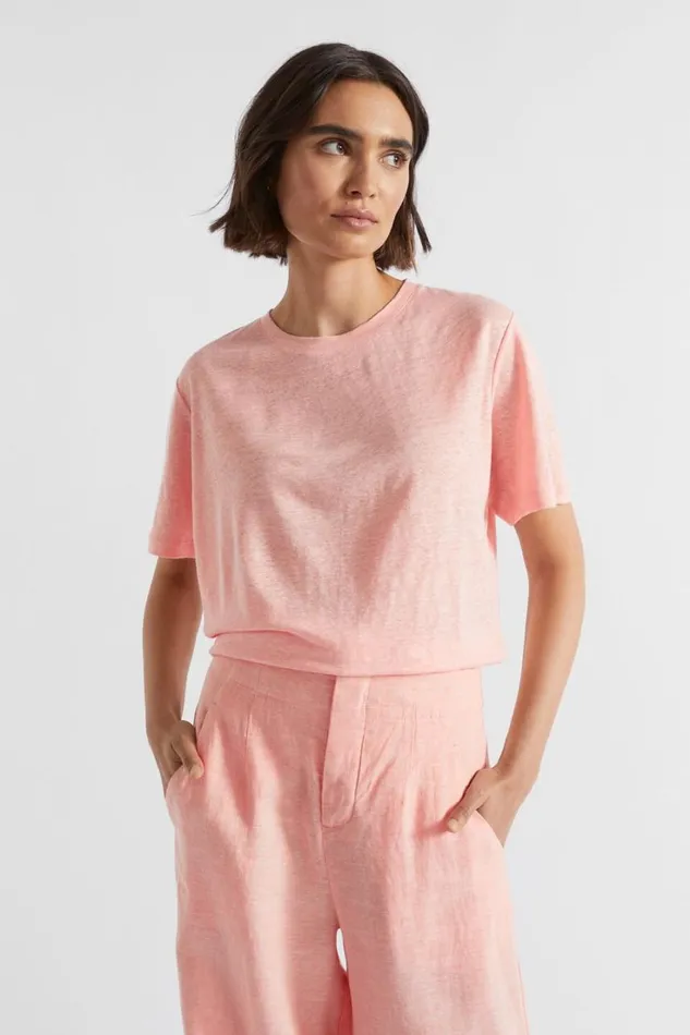 Linen Woman Seed Heritage Core Linen Relaxed Tee Tulip Pink