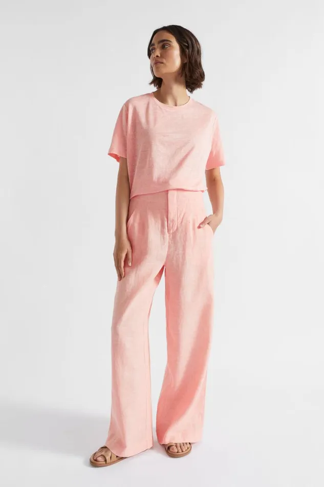 Linen Woman Seed Heritage Core Linen Relaxed Tee Tulip Pink