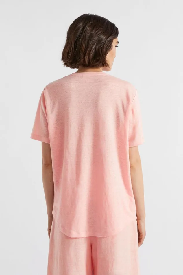 Linen Woman Seed Heritage Core Linen Relaxed Tee Tulip Pink
