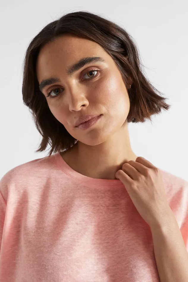 Linen Woman Seed Heritage Core Linen Relaxed Tee Tulip Pink