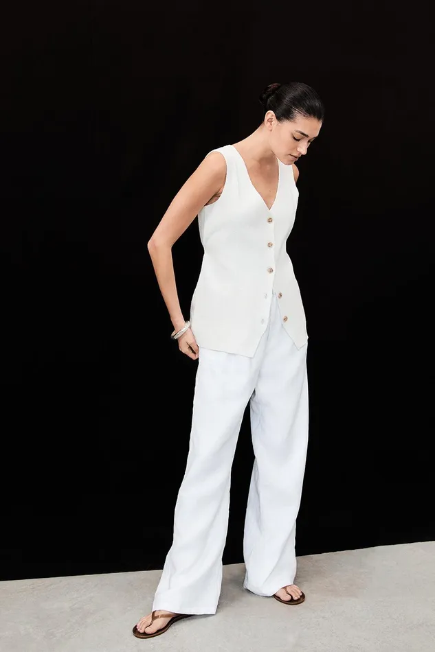 LISA OFF WHITE TAILORED KNIT VEST Women DISSH White Tops