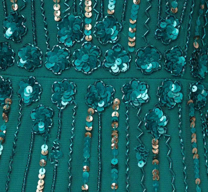 Long Dresses Womens Adrianna Papell Cold Shoulder Beaded Cape Gown In Vivid Emerald