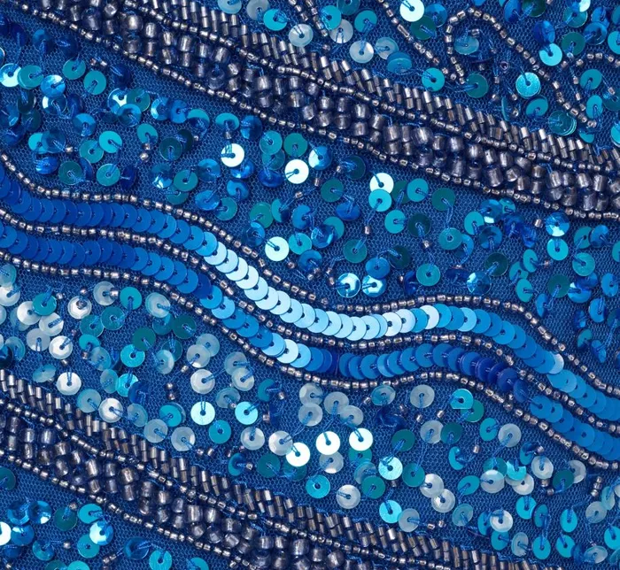 Long Dresses Womens Adrianna Papell One Shoulder Beaded Column Gown With Draped Sleeve In Blue Horizon