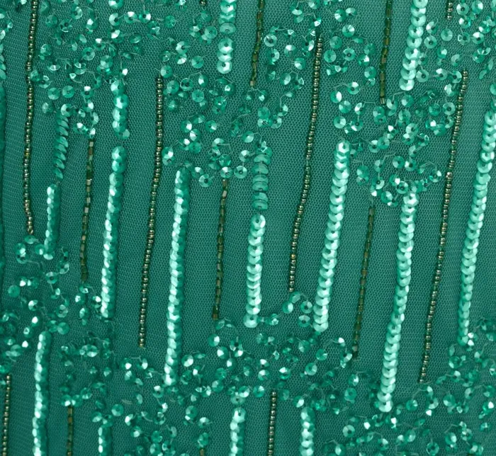 Long Dresses Womens Adrianna Papell Plus Size HandBeaded Illusion Long Column Blouson Gown In Jungle Green