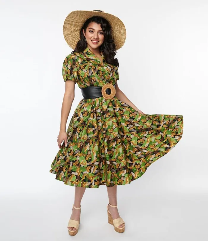 Magnolia Place Black Jungle Mona Swing Dress DressesPlus Unique Vintage Swing Magnolia Place Black Jungle Mona Swing Dress DressesPlus Unique Vintage Swing