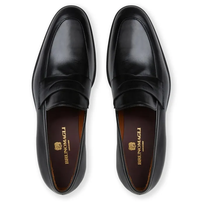 Maioco Slip On Loafer Black Leather Men Bruno Magli Loafers and Slipons