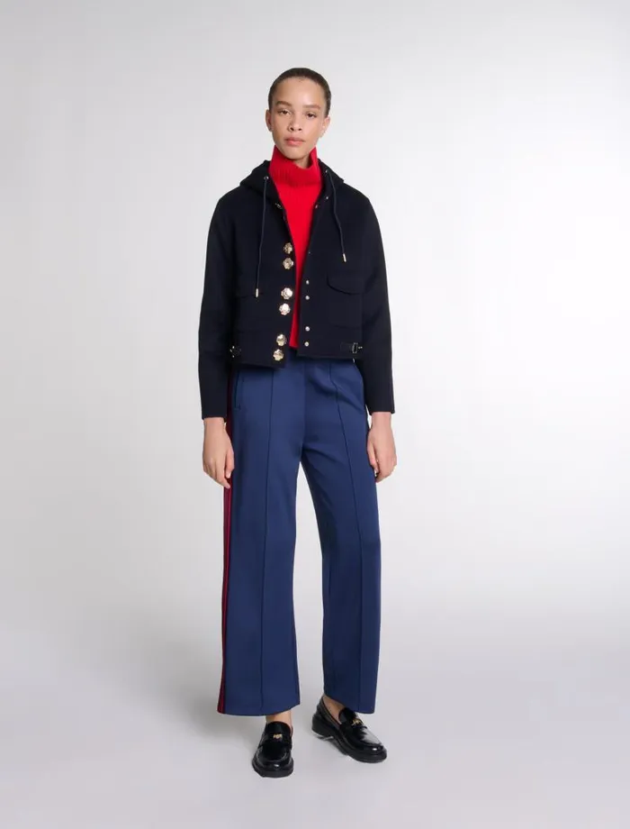 Maje Blazers and Jackets Womens Doublefaced Short Jacket Navy