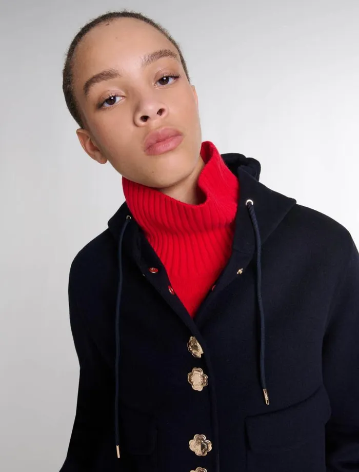 Maje Blazers and Jackets Womens Doublefaced Short Jacket Navy