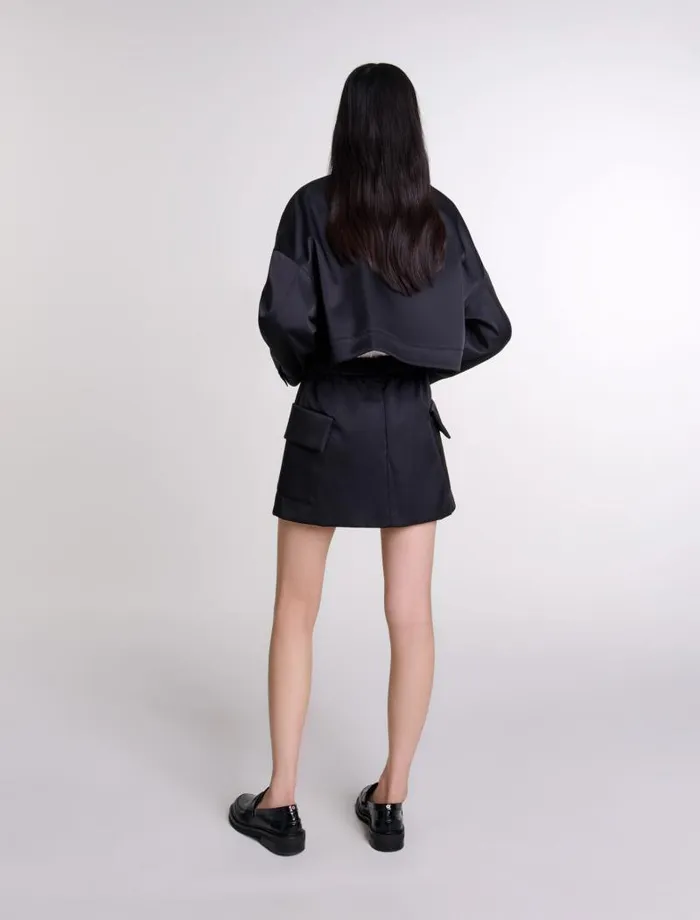 Maje Blazers and Jackets Womens Satin Jacket Black
