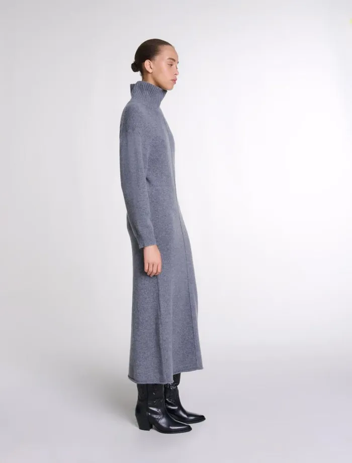 Maje Dresses Womens Knit Maxi Dress Grey