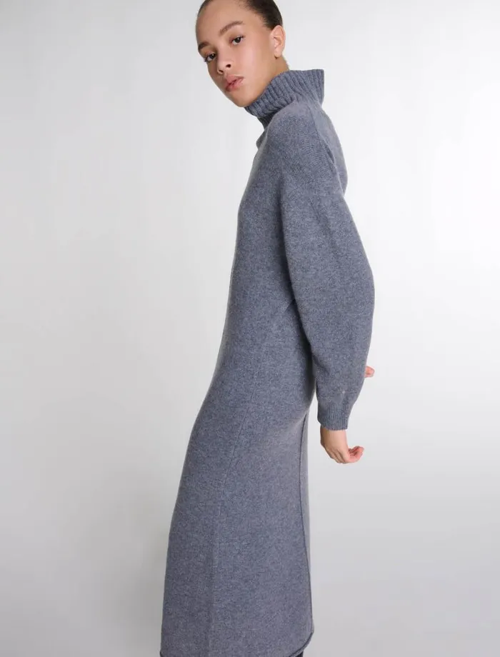 Maje Dresses Womens Knit Maxi Dress Grey