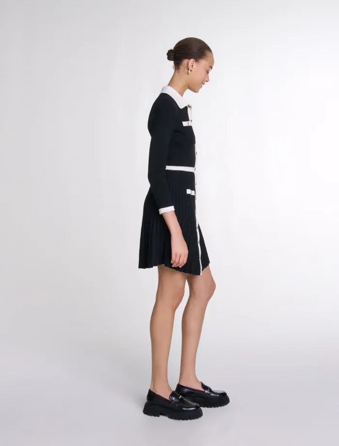 Maje Dresses Womens Short Knit Dress Blackwhite