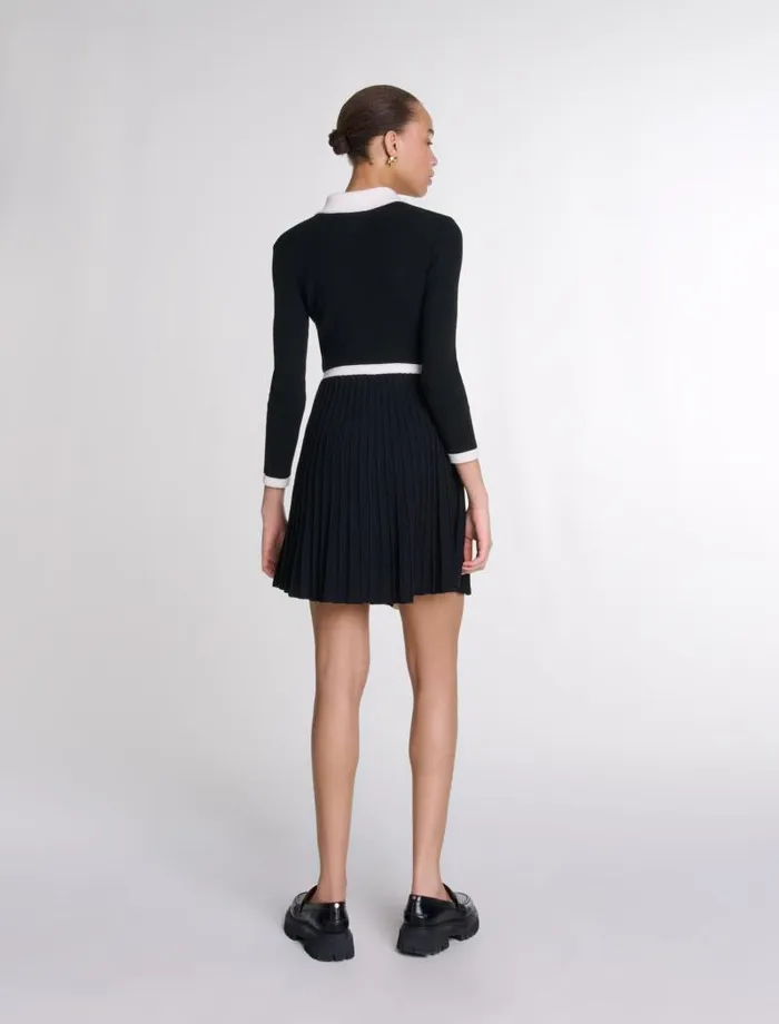 Maje Dresses Womens Short Knit Dress Blackwhite