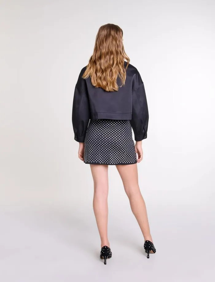 Maje Dresses Womens Short Skirt With Rhinestones Black