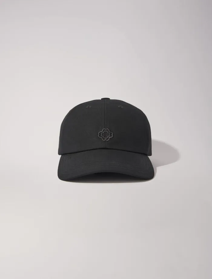 Maje Hats Womens Cotton Cap With Goldtone Buckle Black
