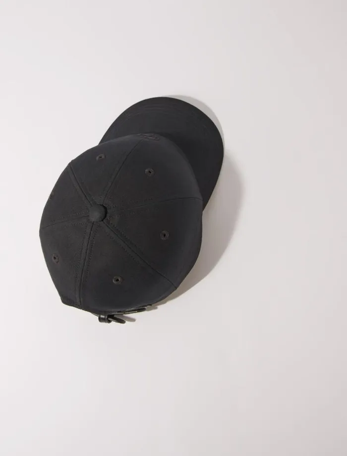 Maje Hats Womens Cotton Cap With Goldtone Buckle Black