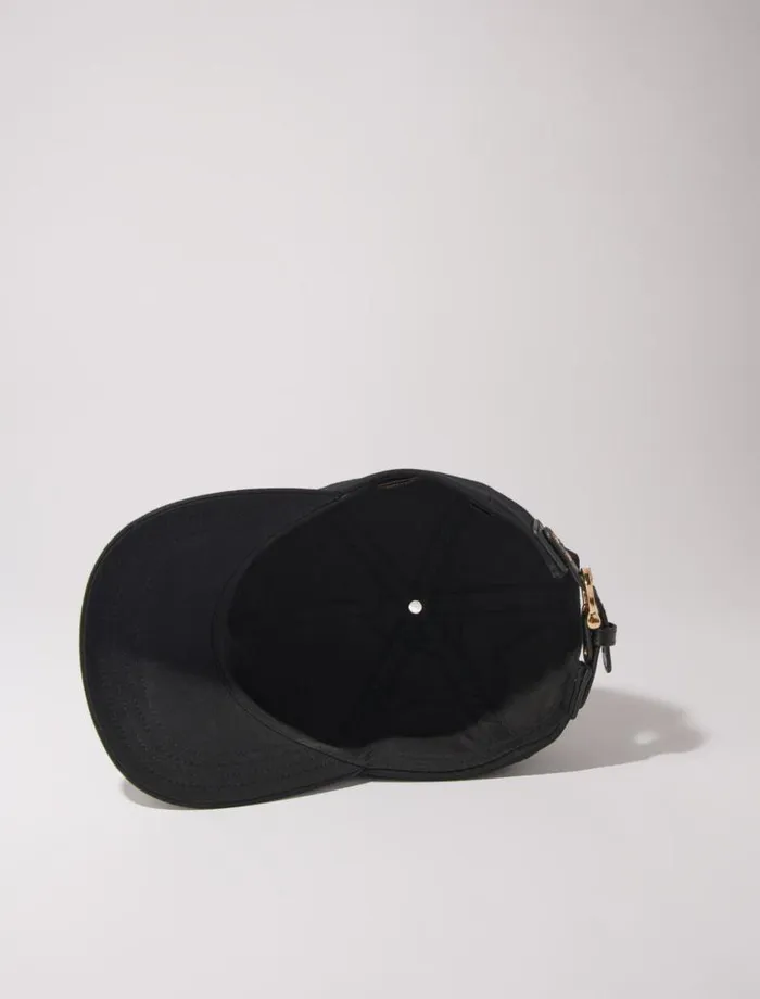 Maje Hats Womens Cotton Cap With Goldtone Buckle Black