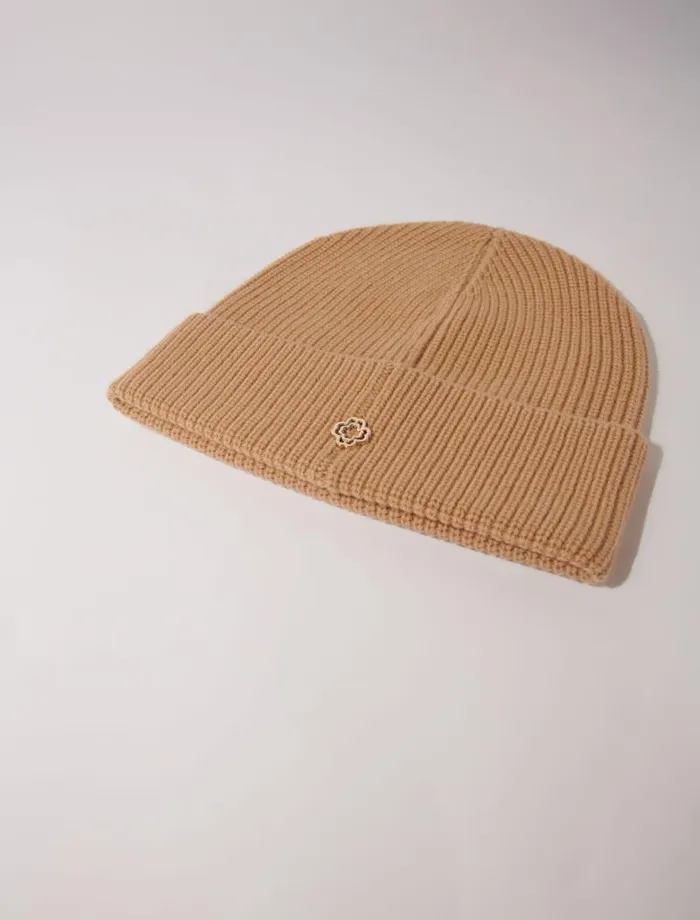 Maje Hats Womens Wool And Cashmere Hat Camel