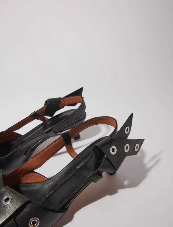 Maje Kitten Heels Womens Pointed Pumps With Bow Detail Black