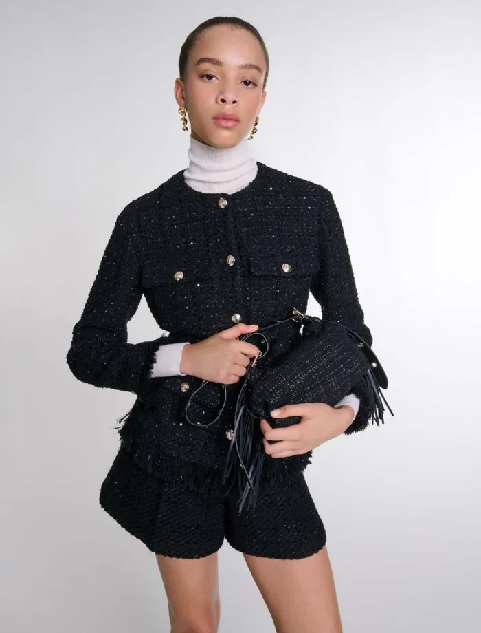 Maje Mini Bags Womens Tweed Miss M Mini Bag Black