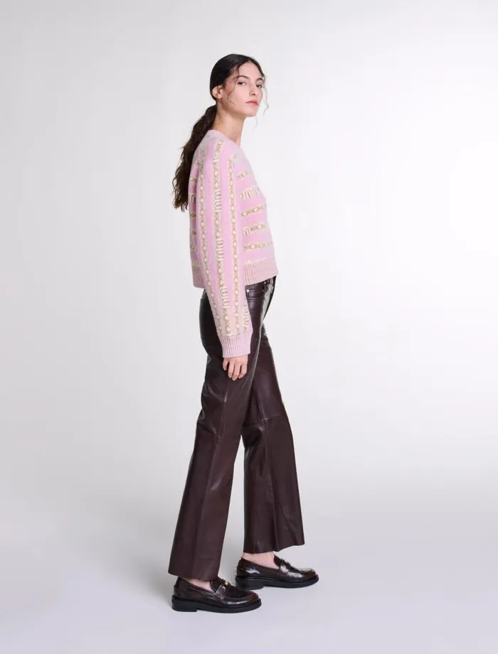Maje Pants and Jeans Womens Leather Trousers Brown