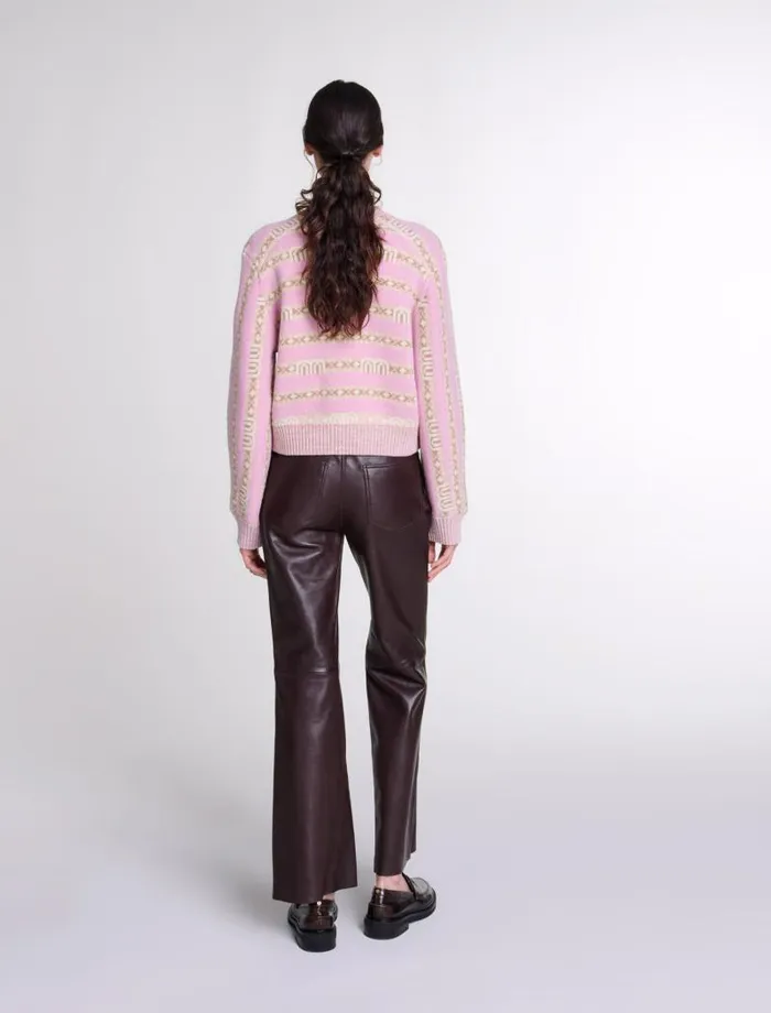 Maje Pants and Jeans Womens Leather Trousers Brown