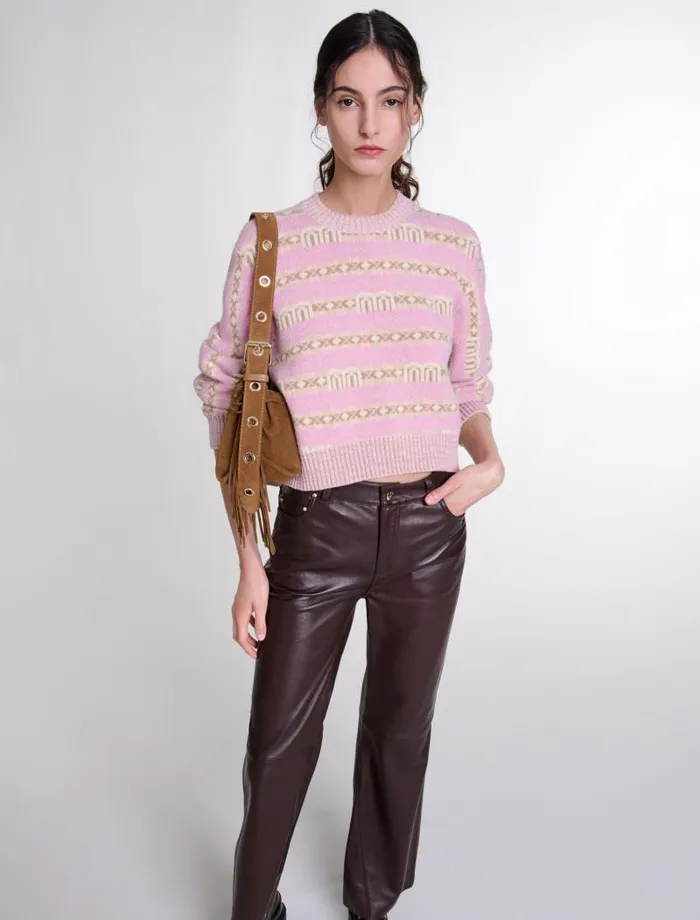 Maje Pants and Jeans Womens Leather Trousers Brown