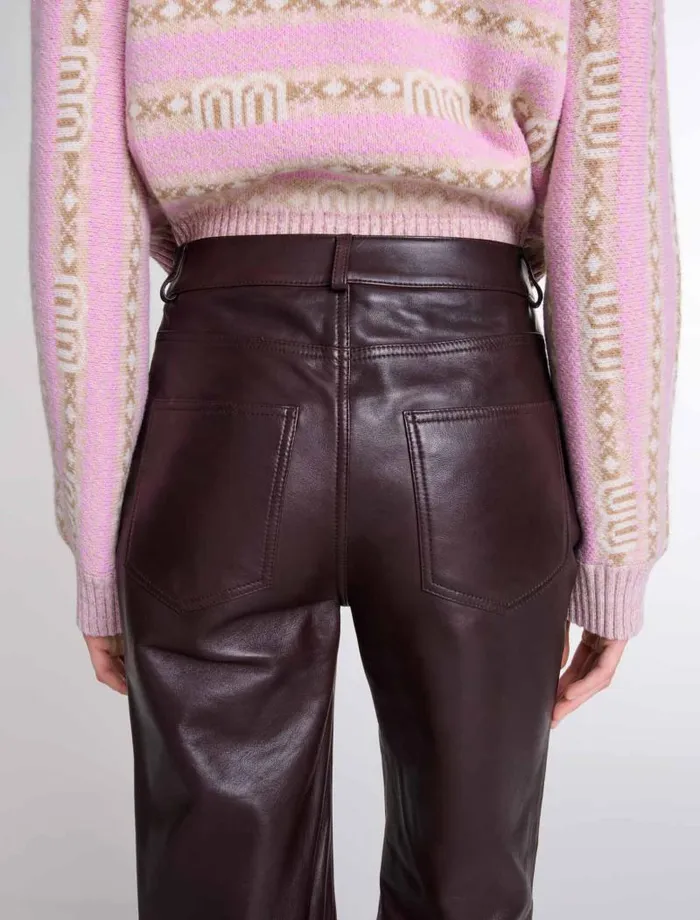 Maje Pants and Jeans Womens Leather Trousers Brown