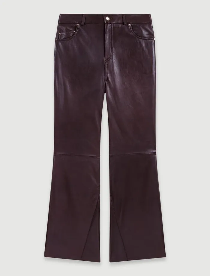 Maje Pants and Jeans Womens Leather Trousers Brown