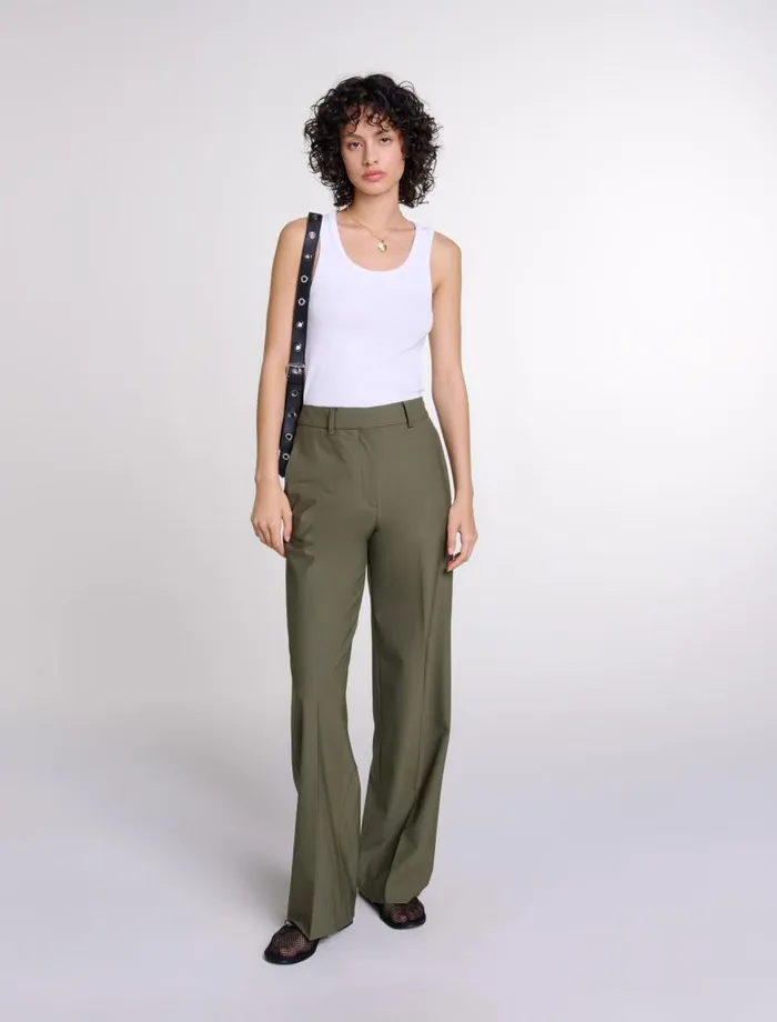 Maje Pants and Jeans Womens Straightleg Suit Trousers Khaki