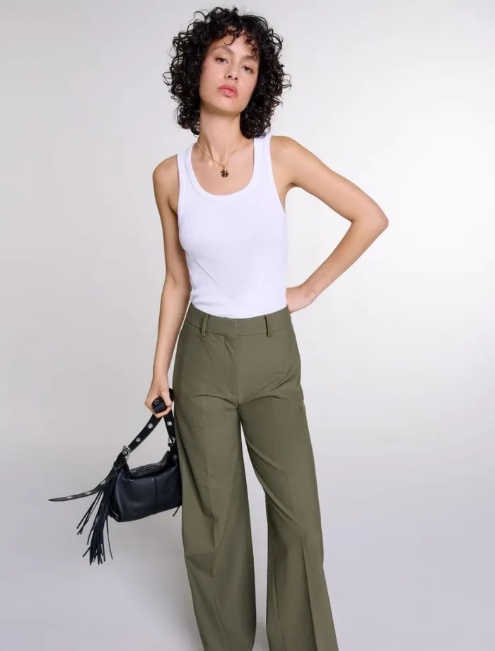 Maje Pants and Jeans Womens Straightleg Suit Trousers Khaki
