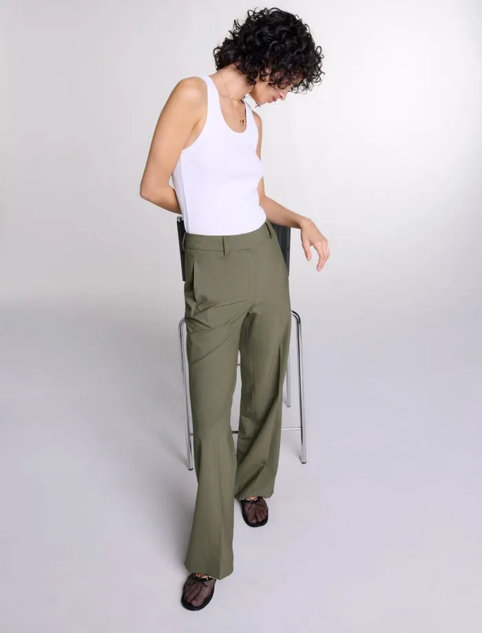Maje Pants and Jeans Womens Straightleg Suit Trousers Khaki
