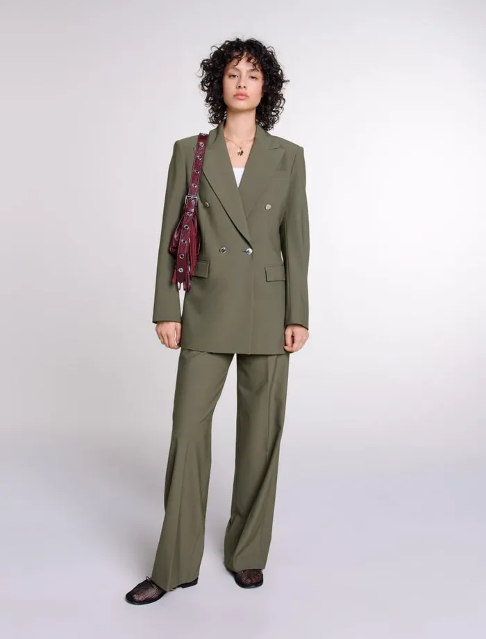 Maje Pants and Jeans Womens Straightleg Suit Trousers Khaki
