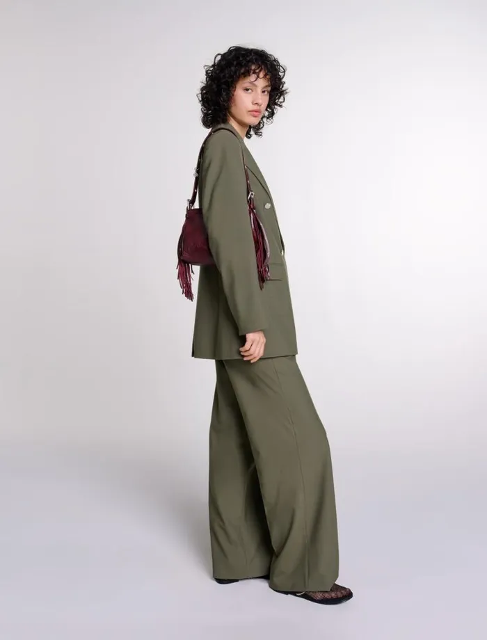 Maje Pants and Jeans Womens Straightleg Suit Trousers Khaki