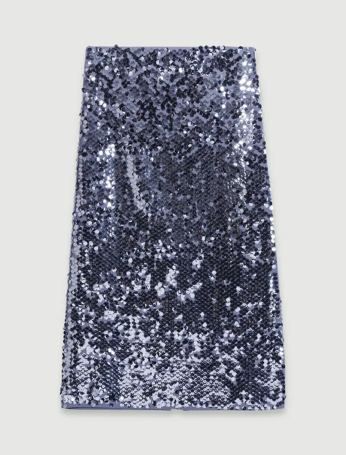 Maje Skirts and Shorts Womens Knit Skirt With Sequins Grey