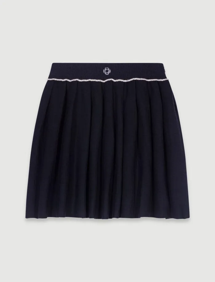 Maje Skirts and Shorts Womens Pleated Knit Short Skirt Black